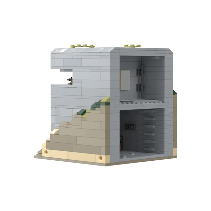 qwert Military Defensive Bunker Model MOC Building Bricks War Equipment Modular Technology Gifts Holiday Assemble Children Toys