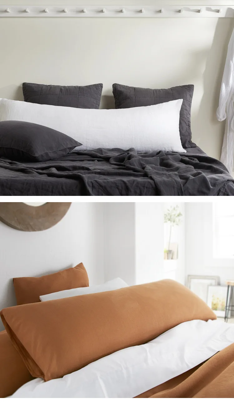 Doppelter langer Kissenbezug, 100 % reiner Leinen-Kissenbezug, Euro-Sham für Bett, Umschlag-Kissenbezug in Sondergröße, antibakteriell, milbenhemmend – Detail 3