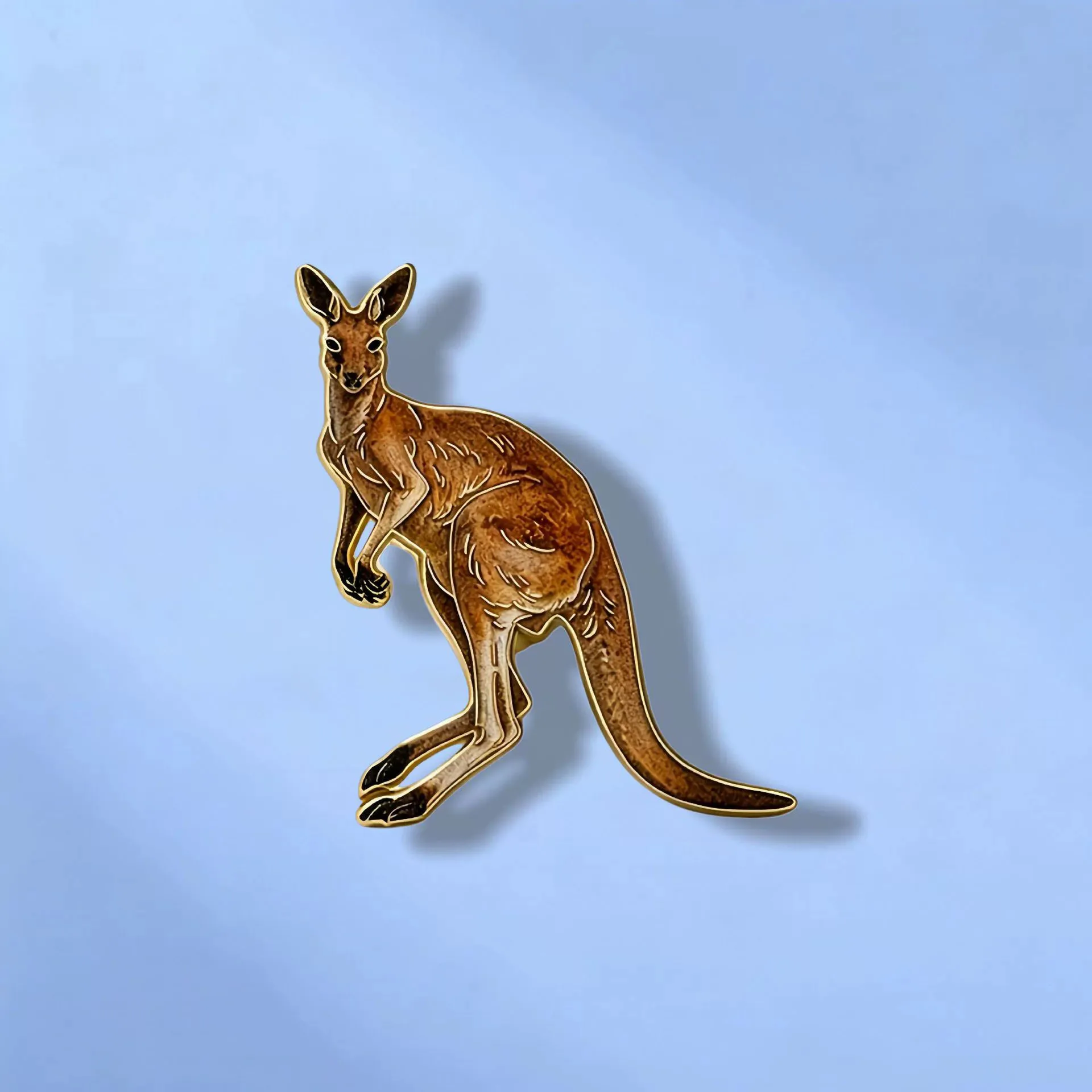 Realistic Red Kangaroo Enamel Brooch, Australian Animal Pin, Wildlife-Inspired Fashion Accessory and Gift