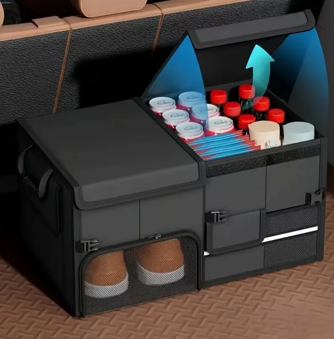 Car Storage Box, Trunk Organizer, Practical In-Car Storage, Foldable Multifunctional Camping Storage Solution, Car Storage Box
