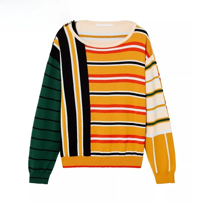 

Autumn New Men's Long Sve round Ne Sweater Color Blo Striped Knitted irt Casual Loose Fit Youthful Sle Comfortable...