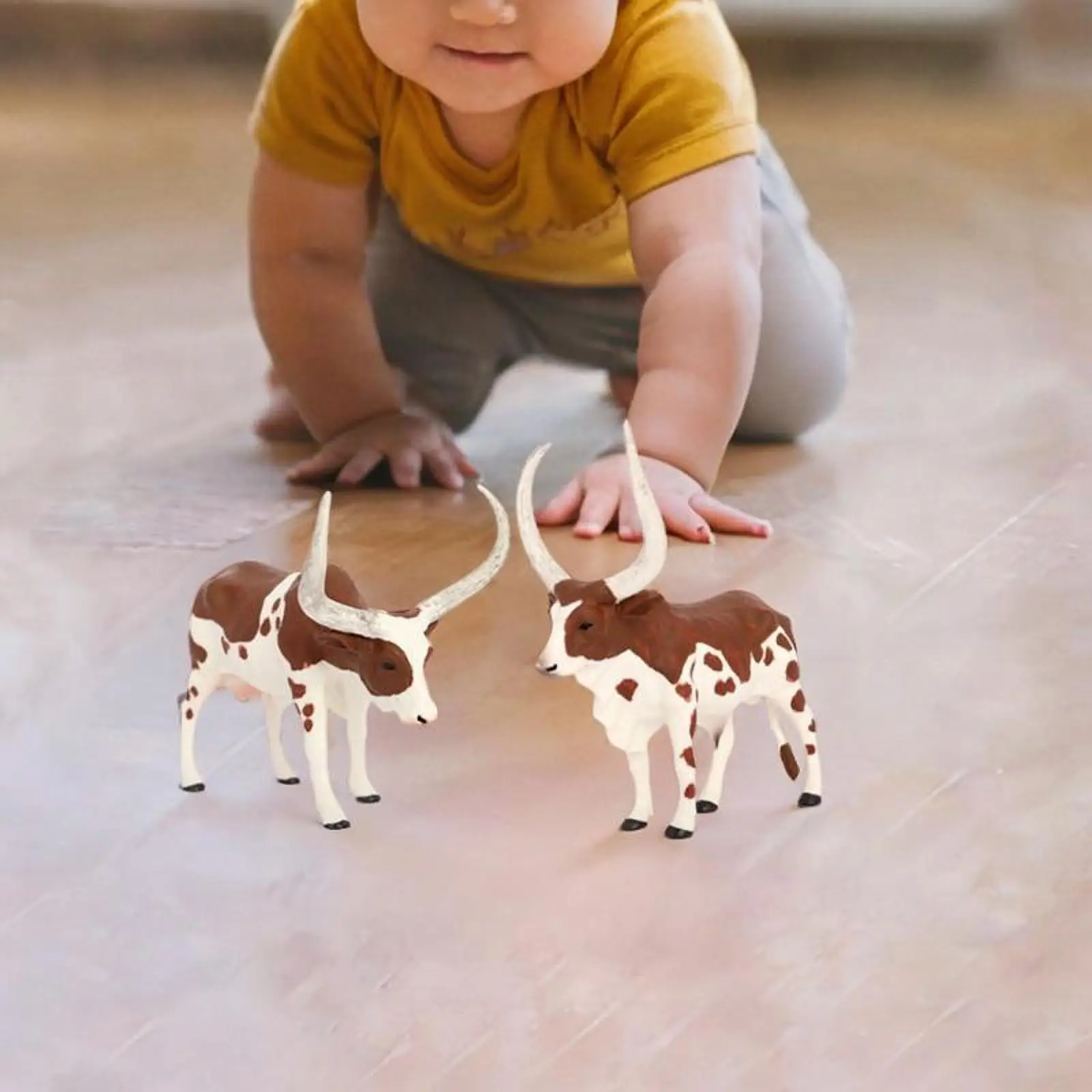 2x modelo animal educacional touro vaca figura pré-escolar estatuetas de animais pequenos