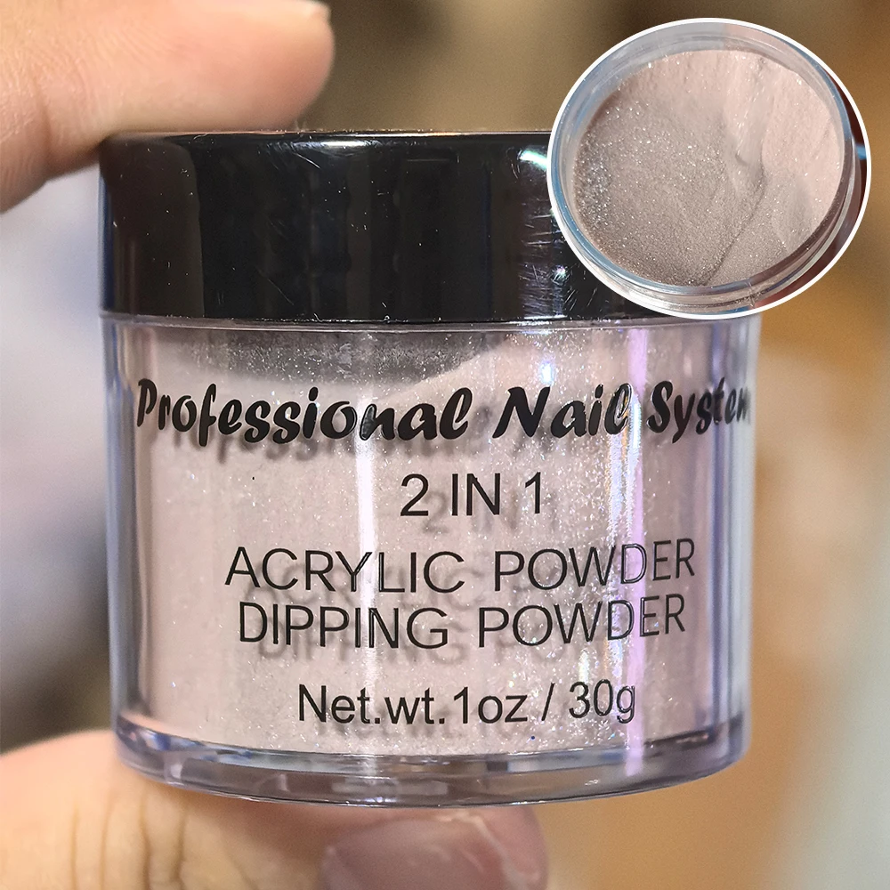 1Oz/Bottle Fine Glitter Acrylic Powder Manicure Dust Nude Glitter Acrylic Nail Dust for Sculpture/Dipping Acrylic Nail Extension