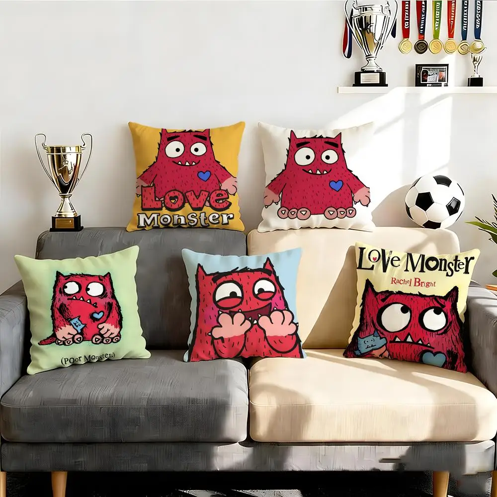 

Набор декоративных наволочек «Милые монстры любви», 4 шт., 50x50, 45x45, 40x40 см, для дивана и домашнего декора