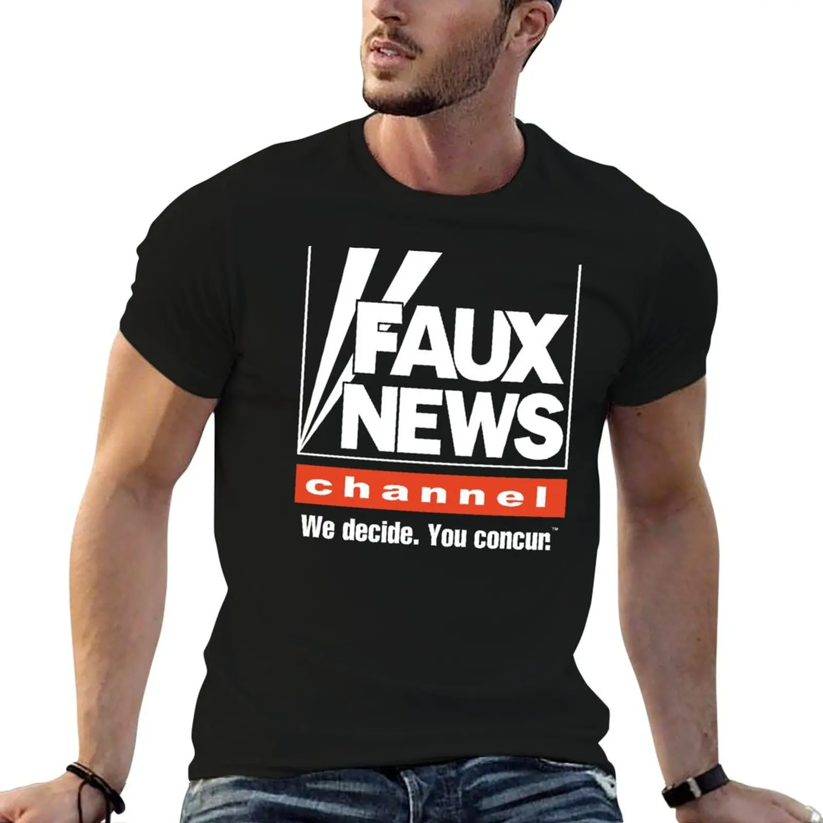 Faux News Channel T-Shirt Fashion Casual Short Sleeve T-Shirt