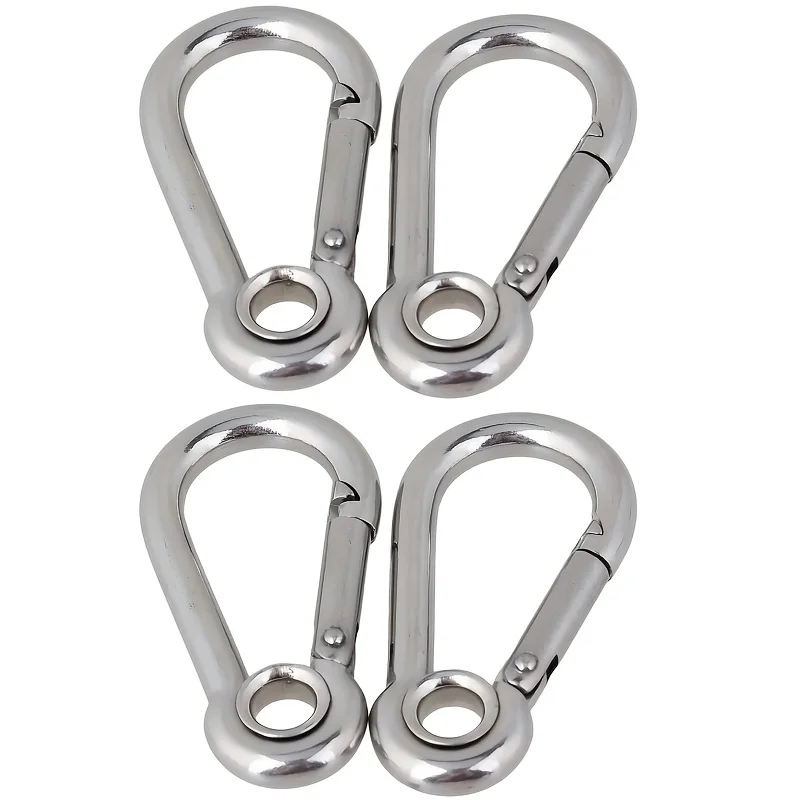 4 Stück M5 304 Edelstahl Federschnappkarabiner Schnellverschluss-Schlossring Haken Schnappschäkel Kettenverschluss Haken