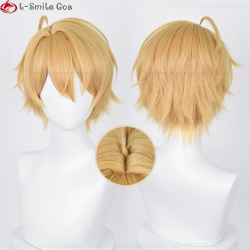 Perruque de Cosplay Hosh37Akuamarin de 32cm, Cheveux Orange, Or, Rose, avec Bonnet