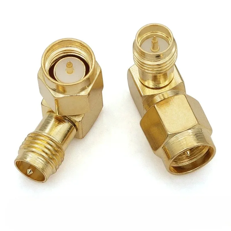 RP-SMA Male to RP-SMA Female Right Angle Adapter 90 Degree Reverse Polarity RF Coaxial Connector 50 Ohm for WiFi Antenna