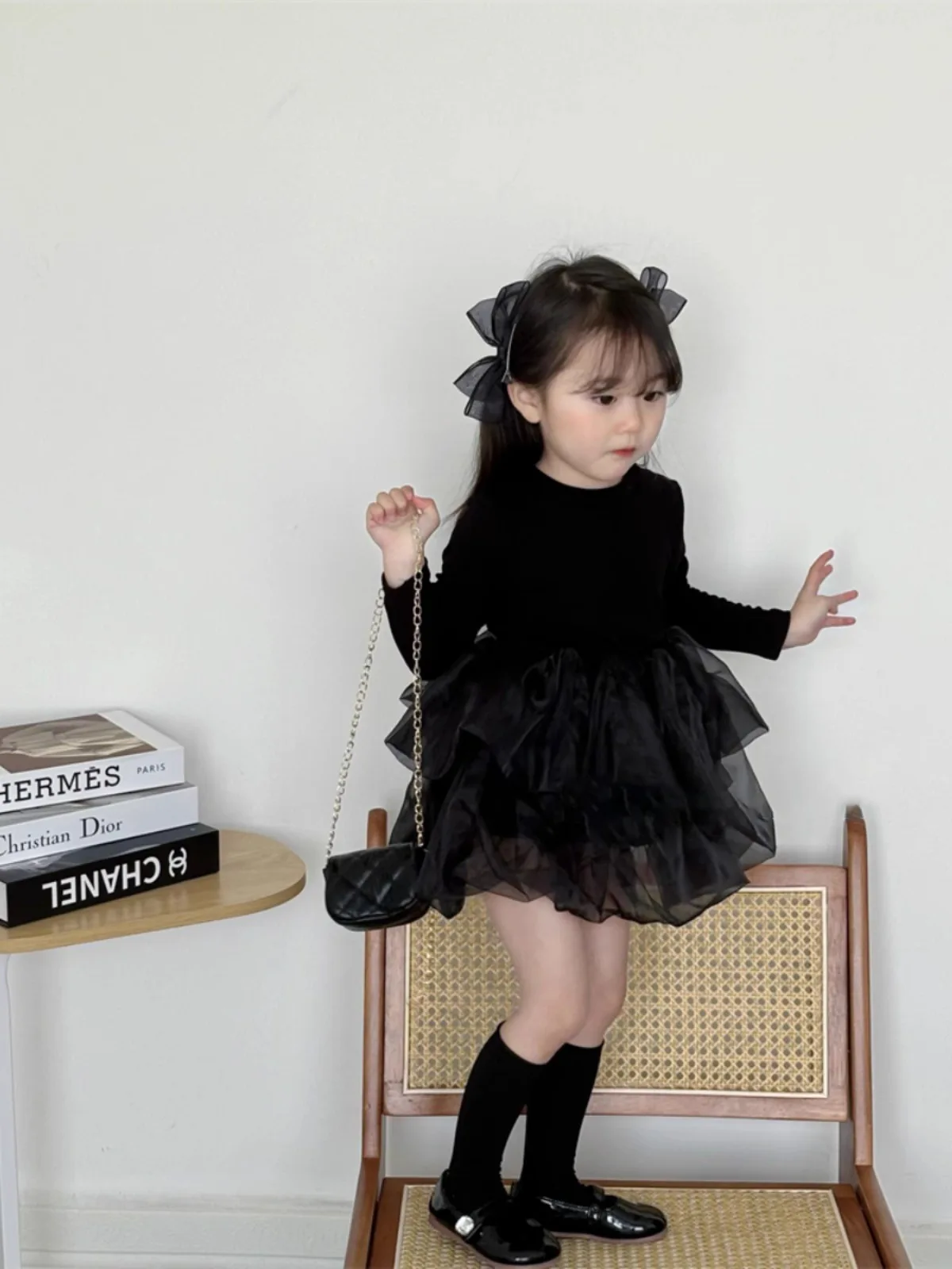 Frühling Herbst Langarm Prinzessinnenkleid für Mädchen, Schülerinnen-Tüllkleid, Leichtes, Bequemes Kinder-Freizeitkleid – Detail 3
