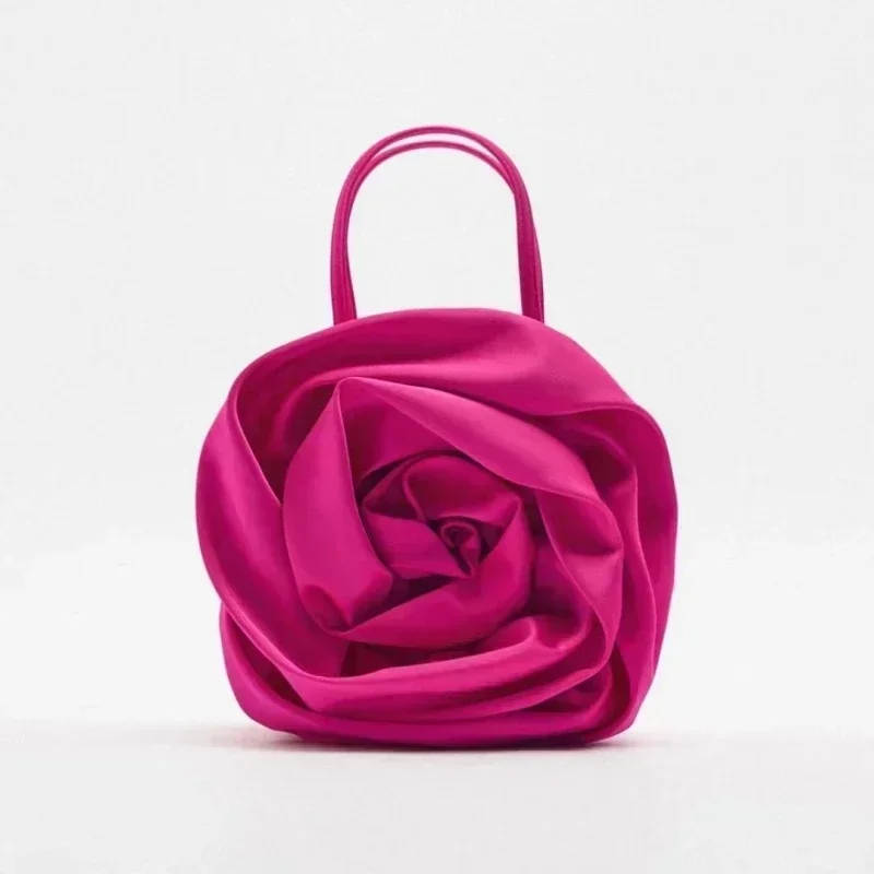 Bolsa Bbl01-red silk com design de flor plissada para mulheres, saco de noite, nova marca, verão, 2023