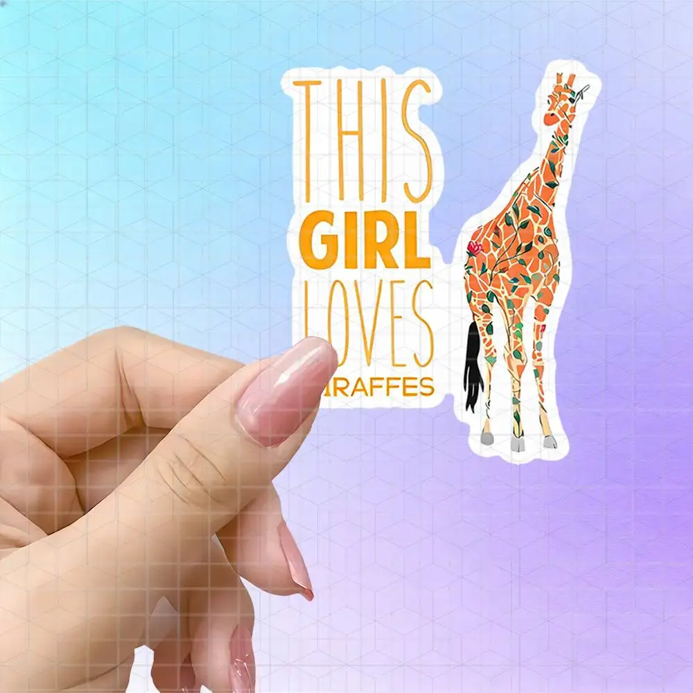 Giraffe With Vines Flowers Vinyl Sticker Matte Decal For Notebook Luggage Giraffe Animal