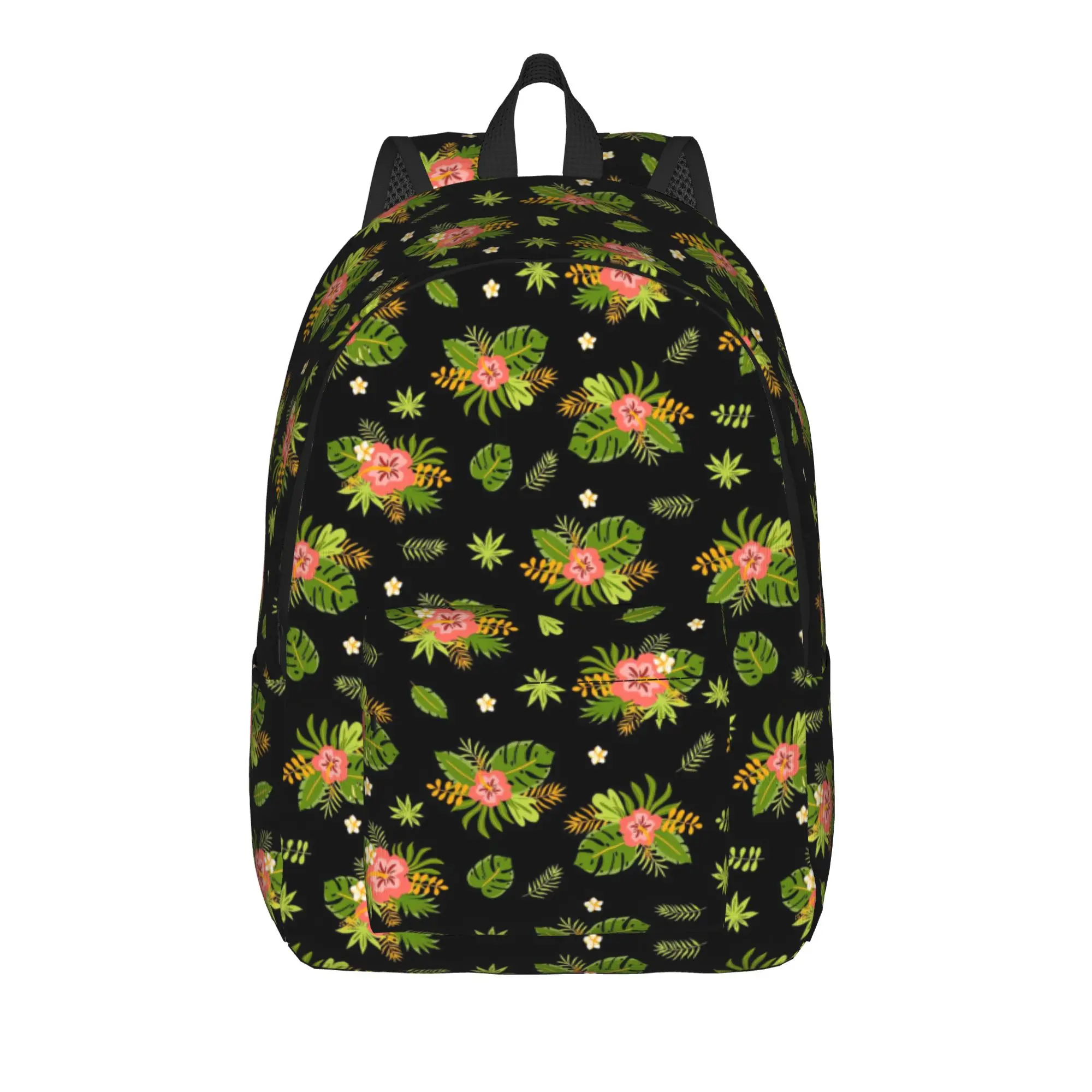 Floral Tropical Flowers Leaves  Dark Summer   Backpack Unisex  Lightweight Backpacks Polyester Cool High School Bags Rucksack