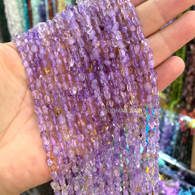 4-6mm Irregular Raw Gem Natural Stone Smoky Quartz Loose Spacer Beads for Jewelry Making Diy Bracelets Charms Accessories 15'' view 2
