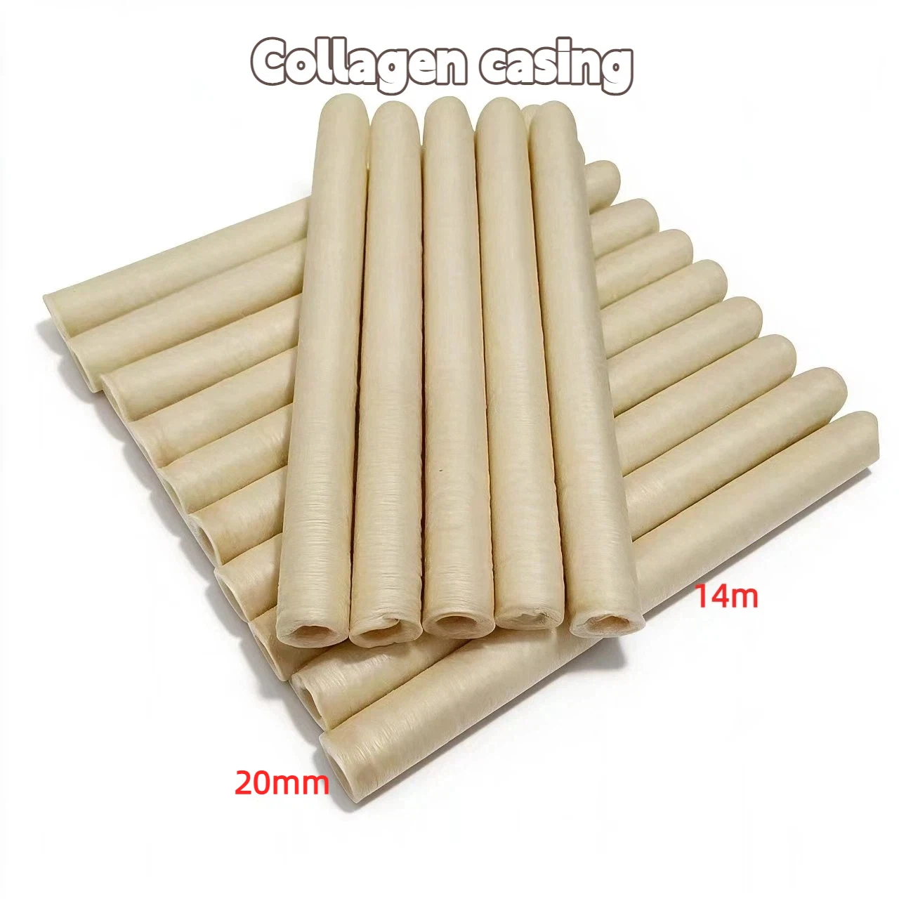 Collagen sausage casing, 20mm x 14m Sausage box, Packaging tool for making sausages, Grilled sausages, and Italian sausages