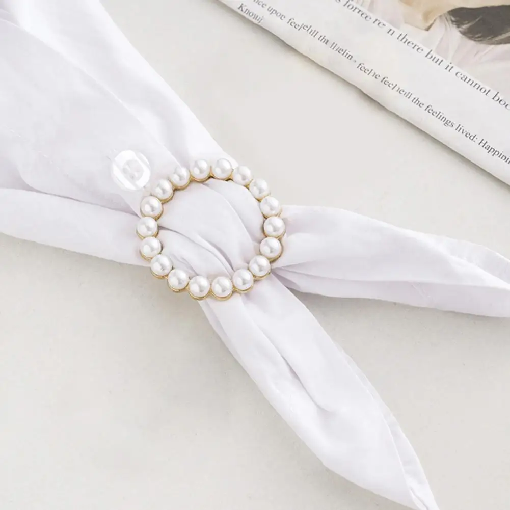 Scarf Loop Clip Accentuating Accessory Fashionable Rhinestone Faux Pearl Scarf Ring Clips for Women Set of 4 Metal Shirt Ties