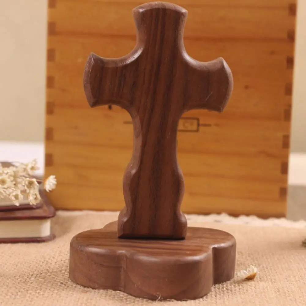 

Художественные винтажные деревянные кресты, съемные стоячие религиозные кресты, орнамент с базой, распятие, скульптура, настольный компьютер