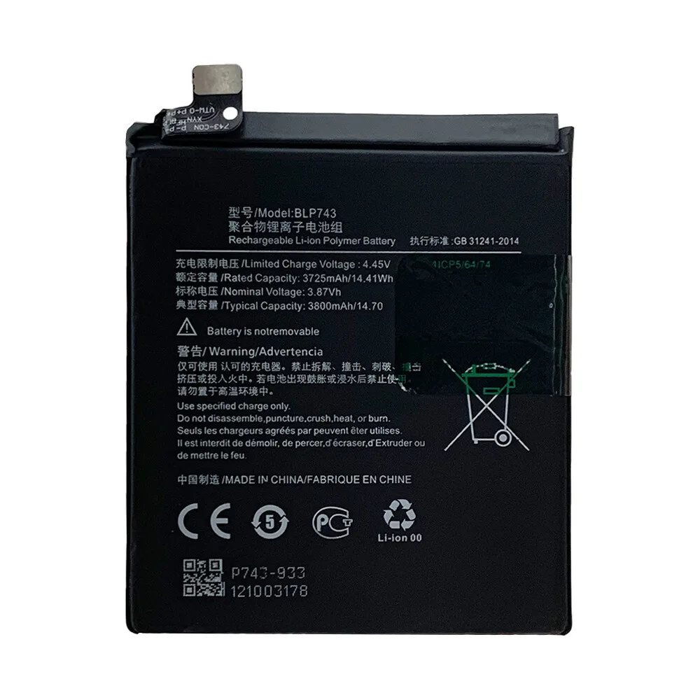 New Battery For OPPO 1+7T OnePlus 1+7T Mobile Phone BLP743 Internal 3800mAh