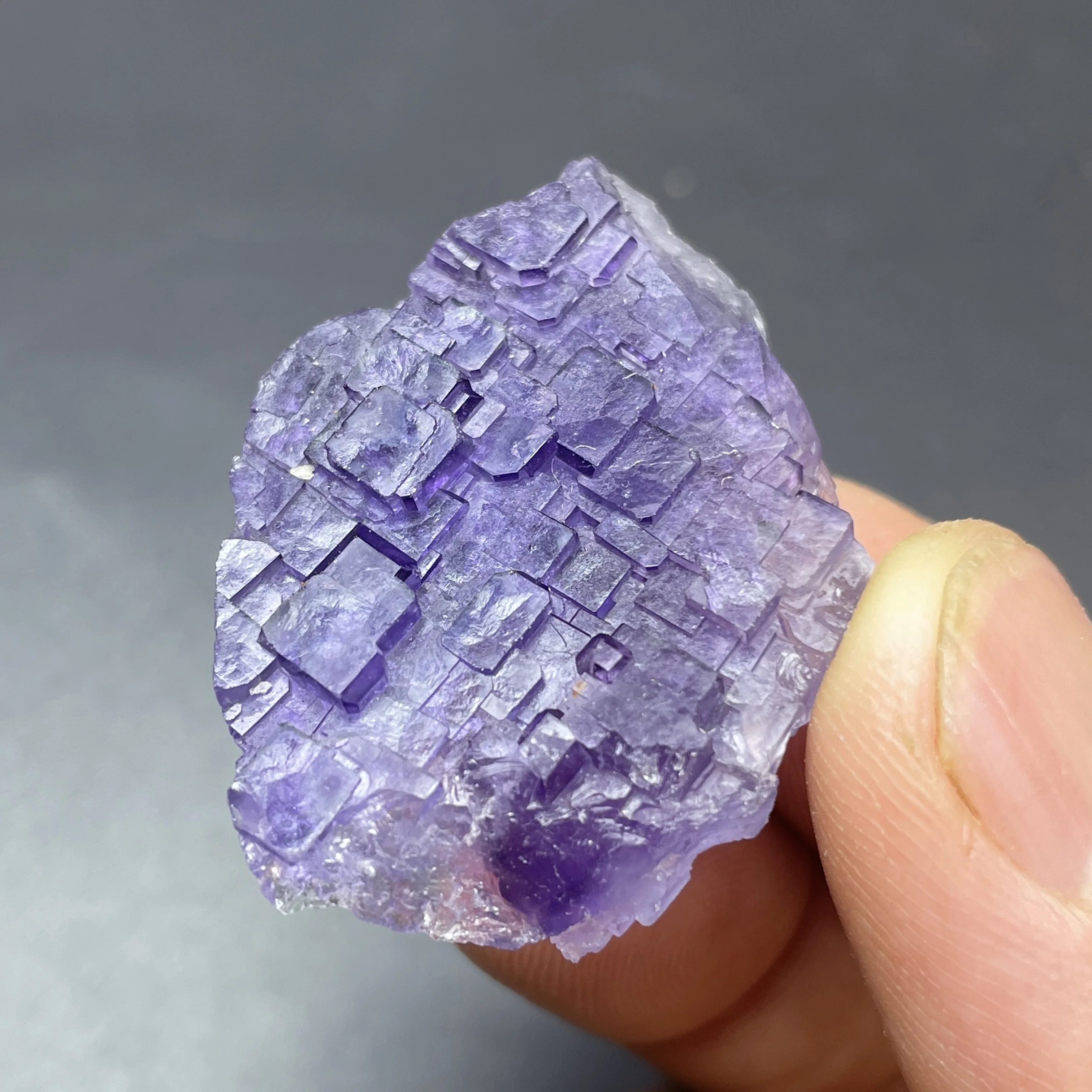 Natural China Stepped Purple Fluorite Specimen Crystals Cluster Matrix Mineral Quartz Rock Healing Stone Home Decor A1-10