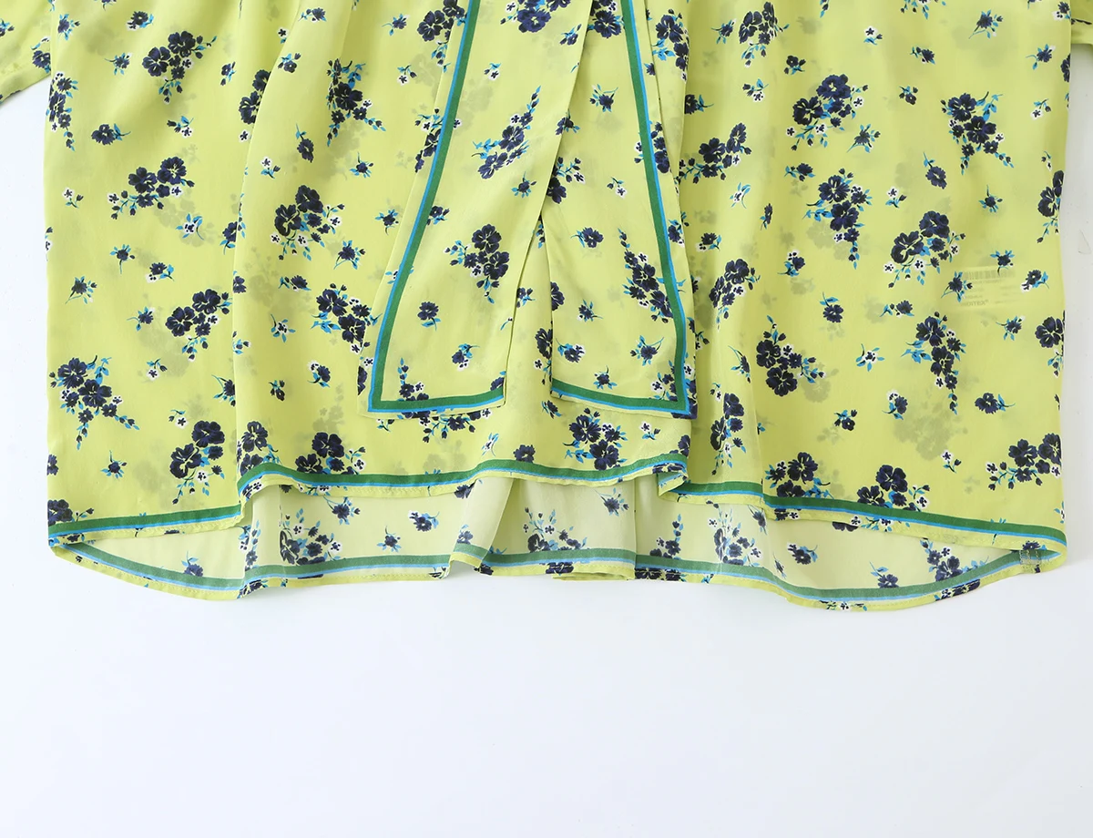 KONDALA Damen Schickes Boho-Set mit bedrucktem Hemd und Rock, Schleifenhemd, Midirock mit elastischem Bund, 2026 Frühherbst, schickes, elegantes Gartenparty-Set – Detail 9