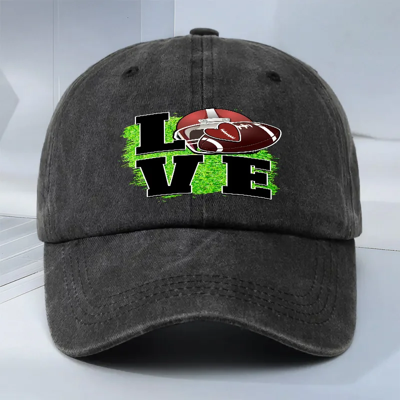 

Бейсбольная кепка с графическим принтом Football LOVE, унисекс, для взрослых, повседневная, из полиэстера, регулируемая спортивная шляпа с болельщиком