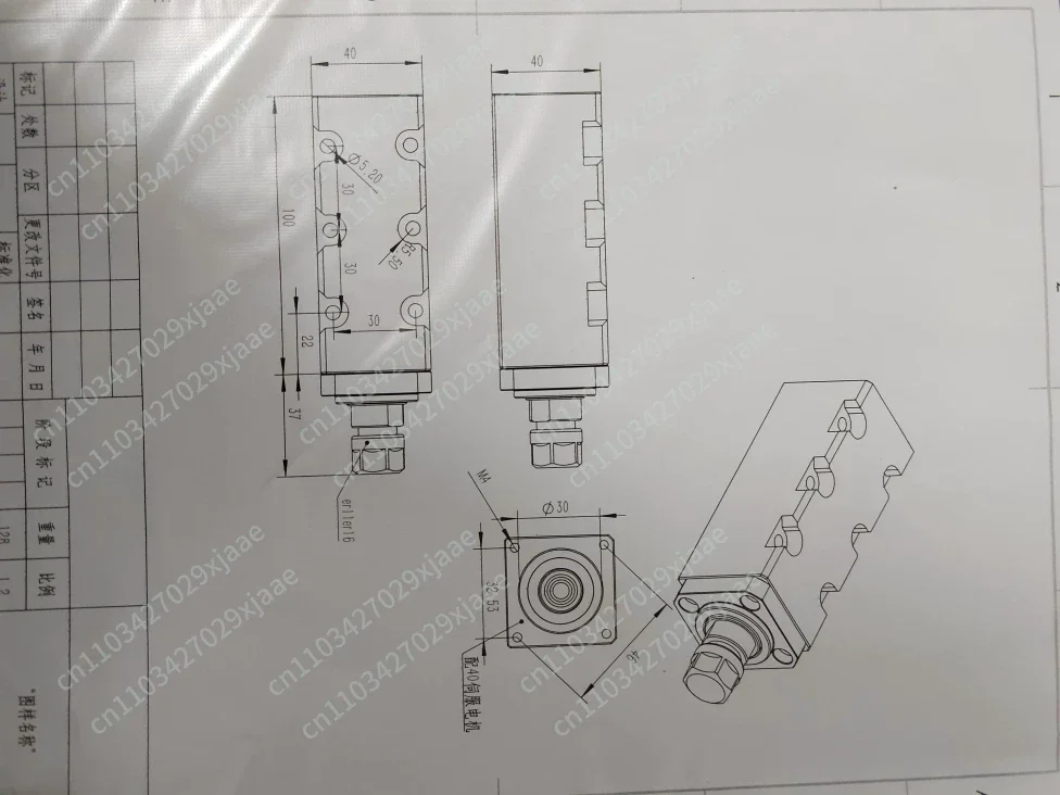 Square-shaped direct-connect servo spindle power head square cutting head side milling head Without motor
