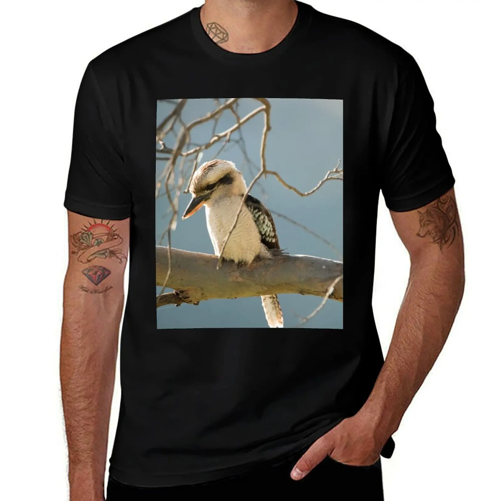 

Kookaburra Perched on a Branch T-Shirt t shirts for man graphic tees man t shirts for men t shirt man designer T-shirt