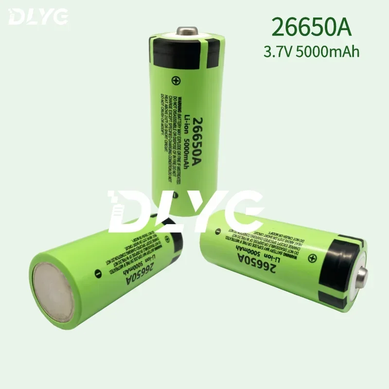 2022 NEW 100% Original 26650A 3.7V 5000mAh High Capacity 26650 Li-ion Pointed Rechargeable Batteries Suitable for flashlight