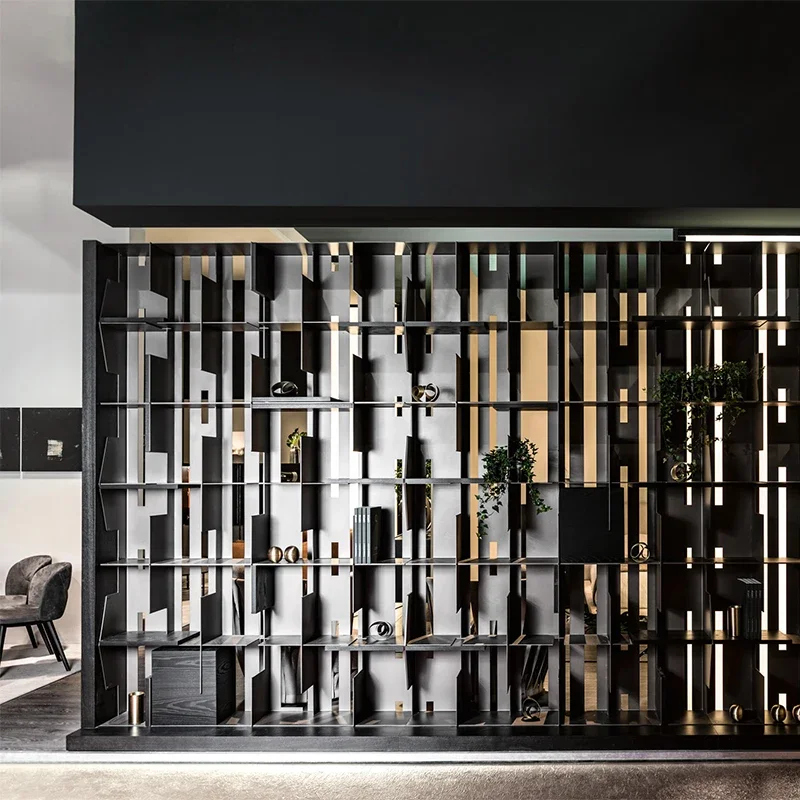 High End Customizable Italian Stainless Steel Multifunction Decoration Shelf Modern Bookcase