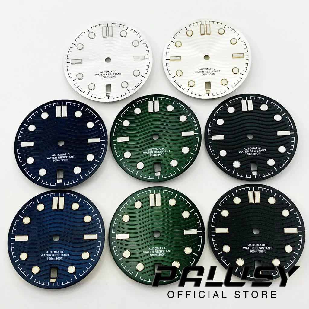 31mm NH35 Black White Blue Watch Dial Luminous 6 o\'clock Date Window Watch Faces for NH35/NH35A/4R/7S Movement Replacement Parts