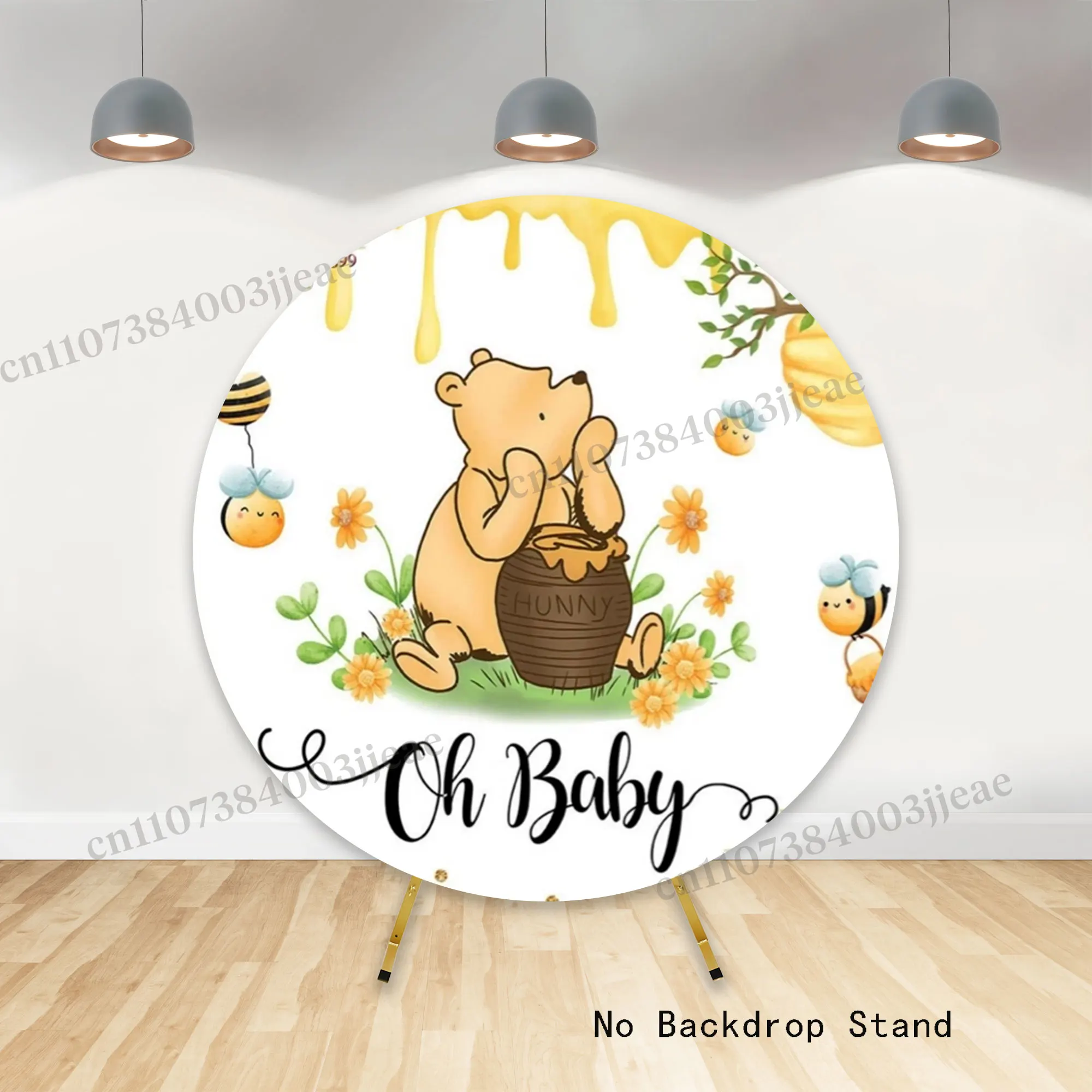 Winnie The Pooh Circle Backdrop Child Newbron 1st Birthday Babe Shower Piglet Eeyore Tigger Pooh Oh Baby Round Background Cover