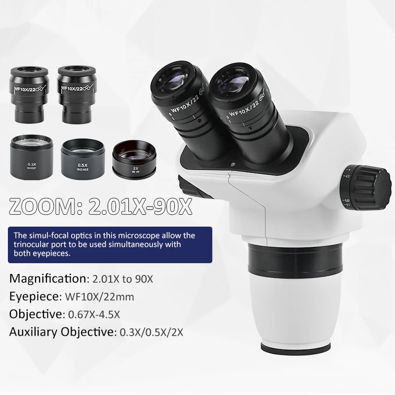 

Albenth 6.7X-45X Trinocular Zoom Stereo Microscope Head WF10X/20mm Eyepiece For PCB Repair