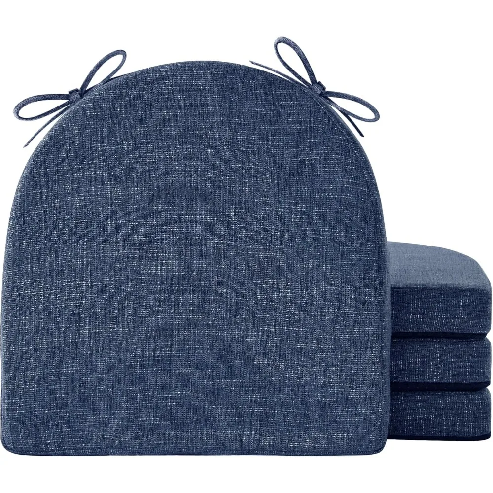 

Non Slip Indoor Seat Cushions 16x16x2 Set of 4 Navy with Ties Removable Cover