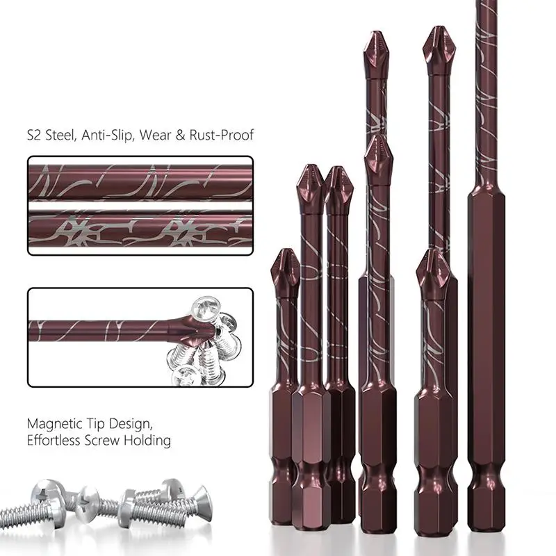  S2 Anti Skid Screwdriver Bit Set Wear Resistant Hexagonal Tool for Workshop and DIY Users