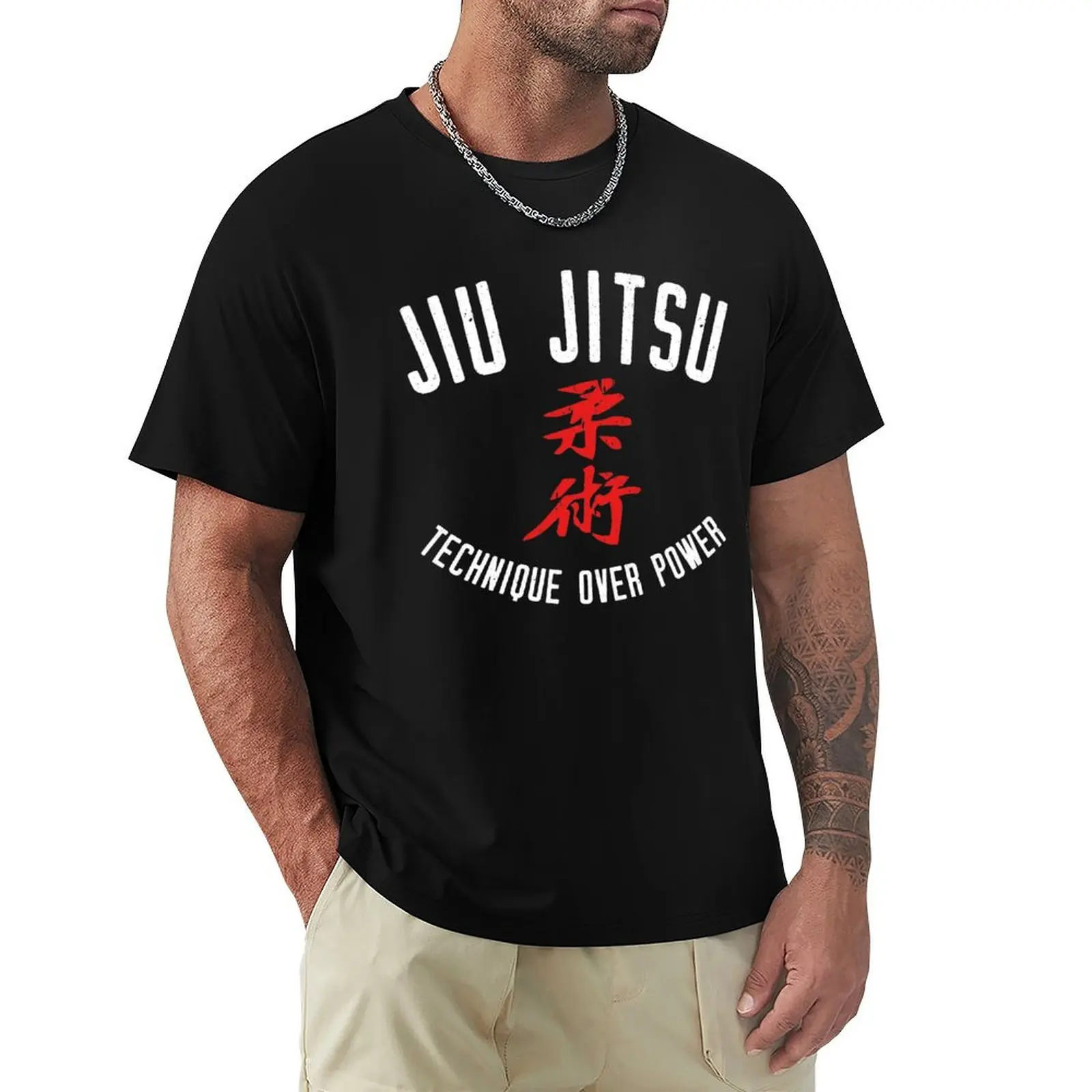 Jiu Jitsu Technique Over Power White Brazilian Jiu Jitsu Shirt for BJJ, Cool Gift T-Shirt Plus Size Everyday Tee Shirt