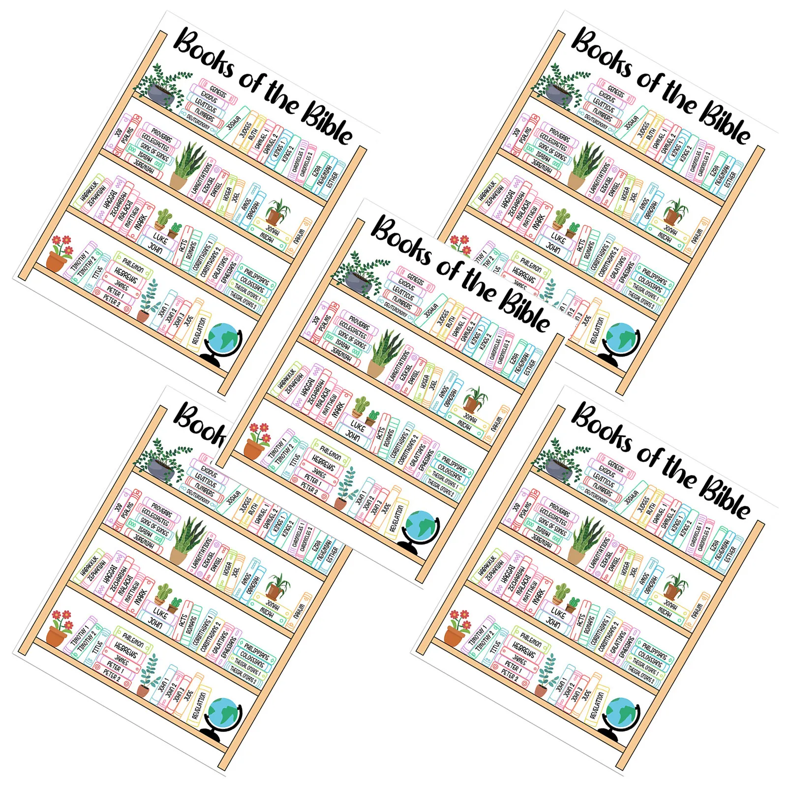 5Pcs Bible Reading Guide Sticker Bookshelf Bookmark Tracker Scripture Study Labels Bible Tabs for Women Christian Study Supplies