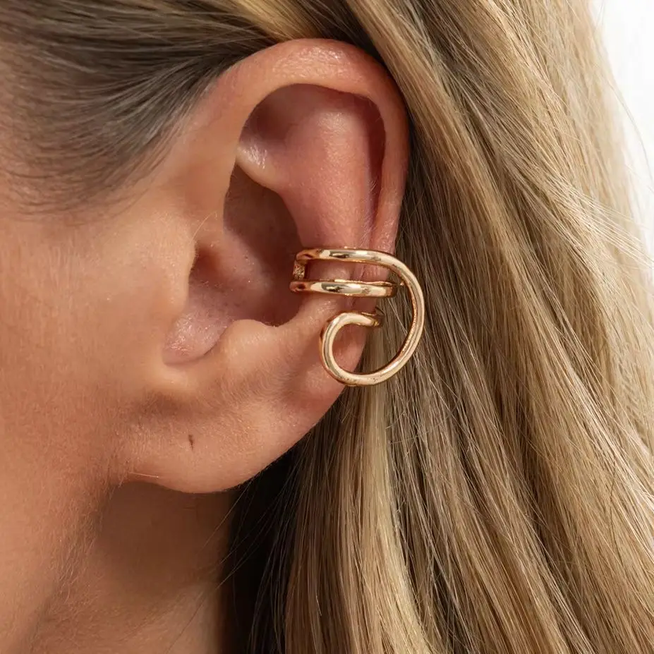 IngeSight.Z Simple Fashion Metal Geometric Spiral Clip Earrings Women 2027 New Creative Gold Color Non Piercing Ear Cuff Jewelry