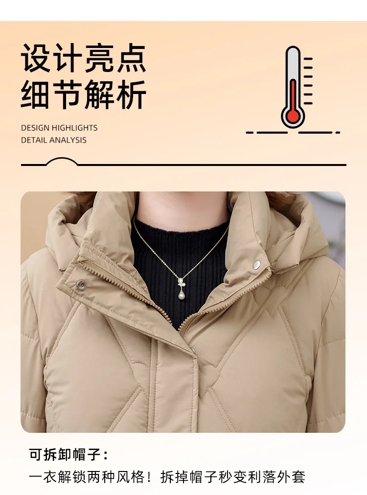 Winter Warm Thick Hooded Puffer Coat for Women L-4XL Windproof Russian Cold Weather Snow Jacket Middle Aged Mom Outerwear Cozy