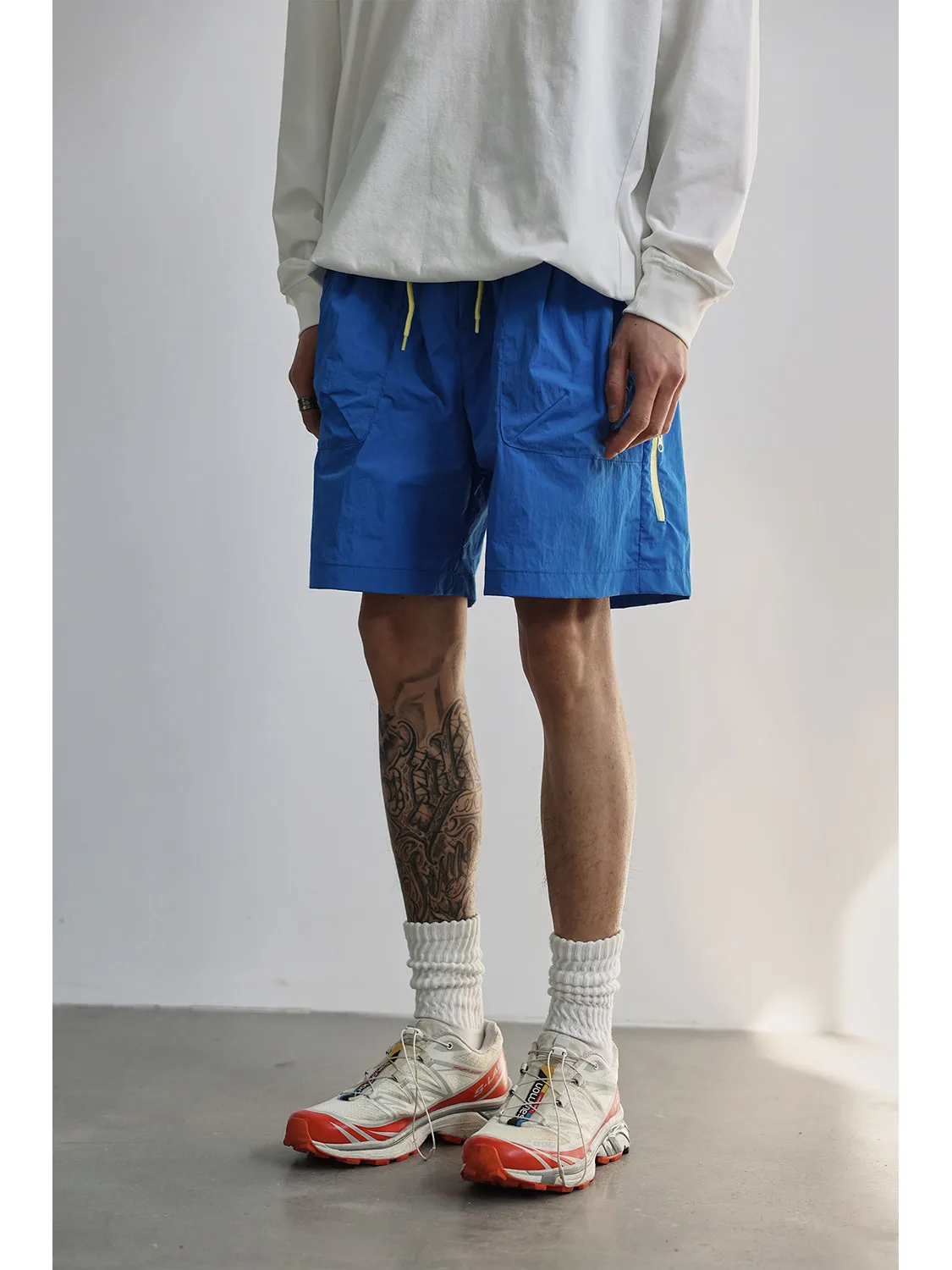 Mens Summer Vintage Solid Simple Drawstring Shorts 5 Inch Lightweight Quick Dry Breathable Outdoor Hiking Running Beach Sport