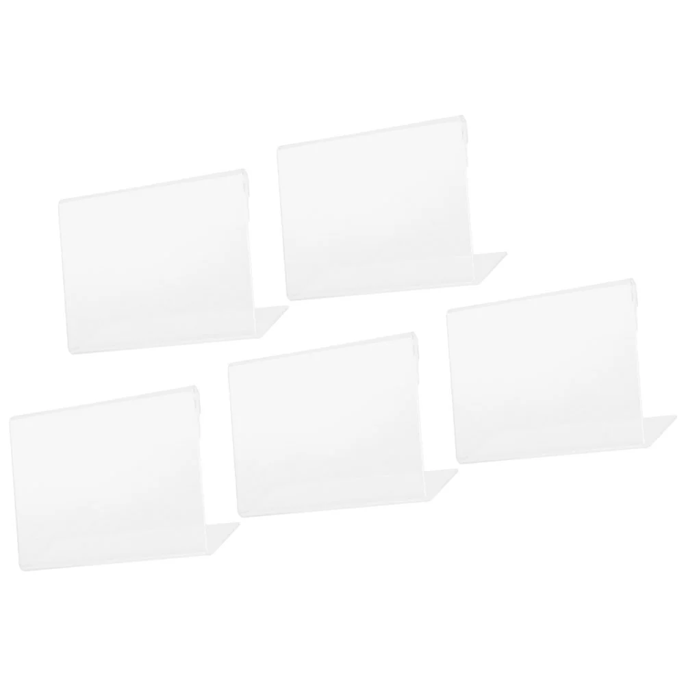 Transparente Table Cards Shape Sign Holders, Resistente ao desgaste, Show Rack, Etiquetas, Preço publicitário, Display Stand, Comida, 5 pcs