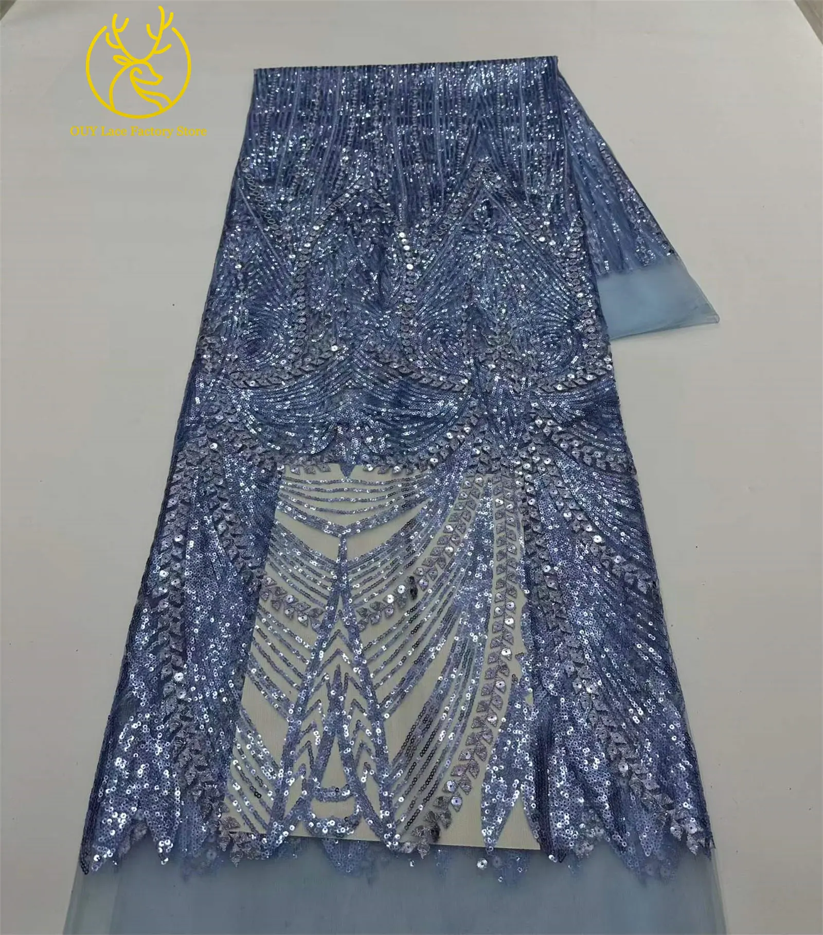 5 Yards Afrikanischer Spitzenstoff 2026 Hochwertige Französische Pailletten Perlenbesetzter Tüll Hochwertiges Nigerianisches Partykleid für Damen Hochzeitskleid – Detail 15