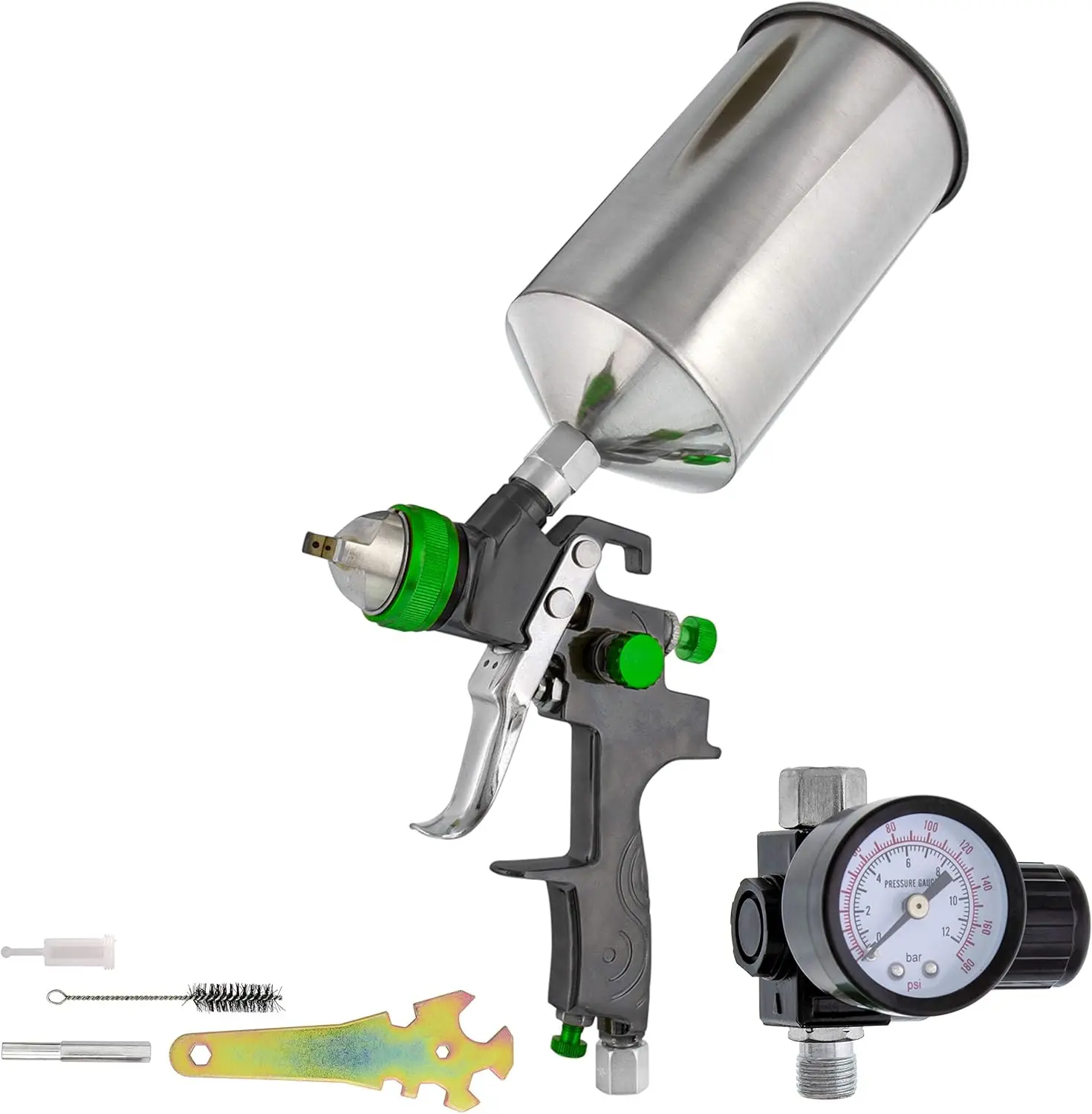 

Professional HVLP Spray Gun Kit with 2.5mm Tip for Automotive Painting - Includes Air Compressor Regulator