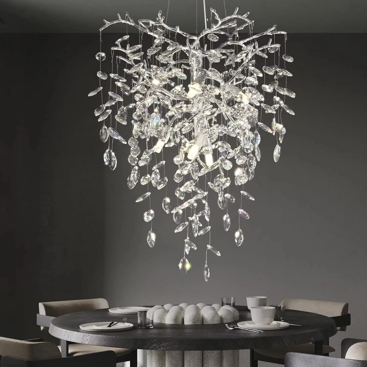 Modern Luxury Crystal Chandelier For Loft Living Room Staircase Foyer High Stairway Crystal Tree Branch Ceiling Chandelier