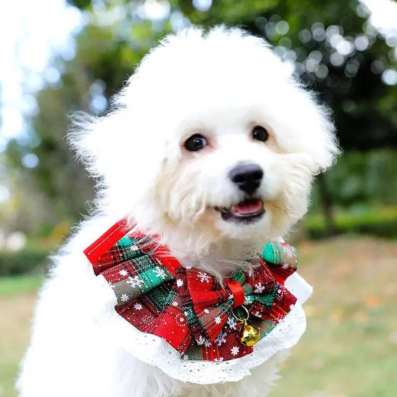 

Pet Christmas bow tie bib drool towel Cat dog bell bib festive accessories