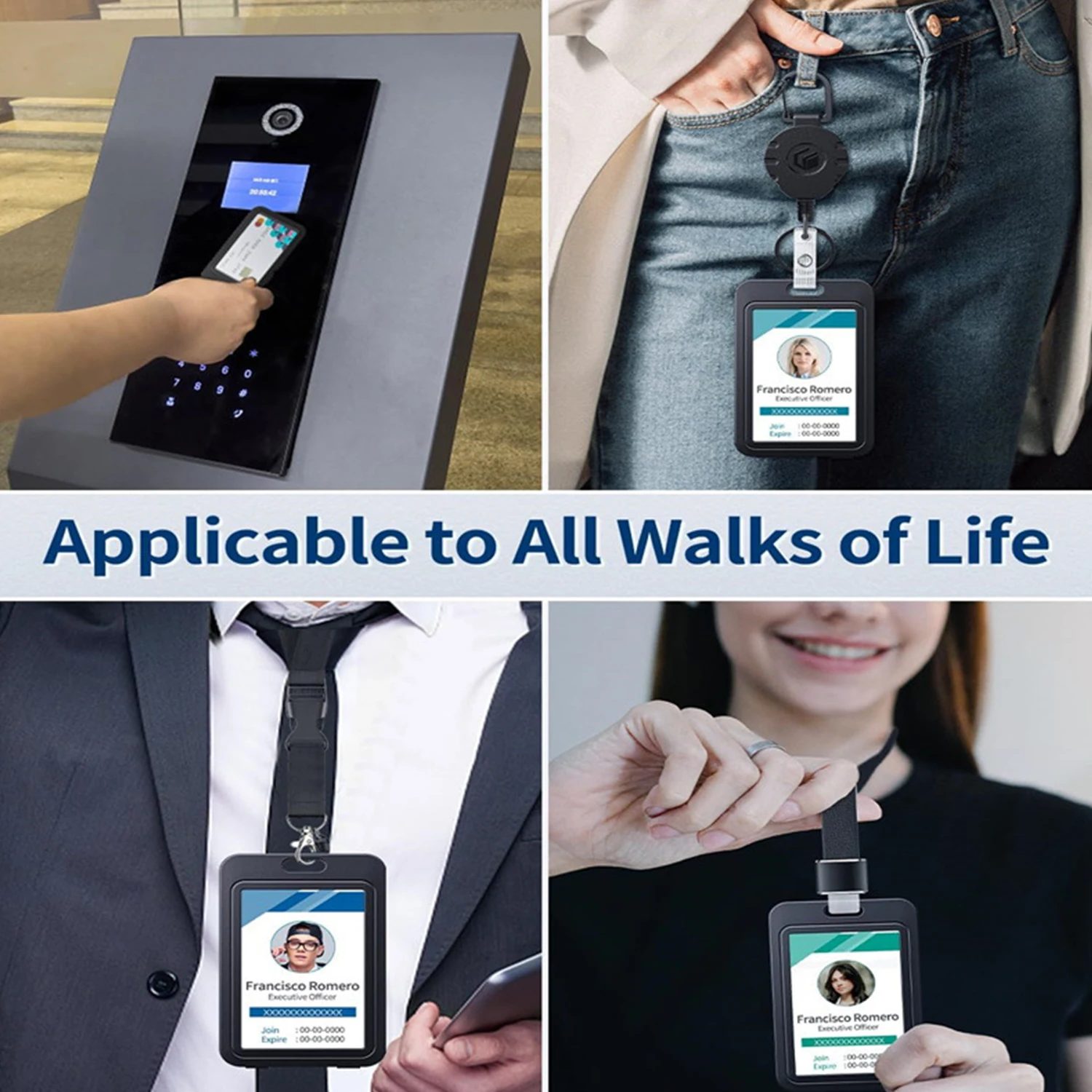 Color Plastic Transparent Card Work Card Set Double-Sided Transparent Badge Can Bring Lanyard Work Card Student School Card