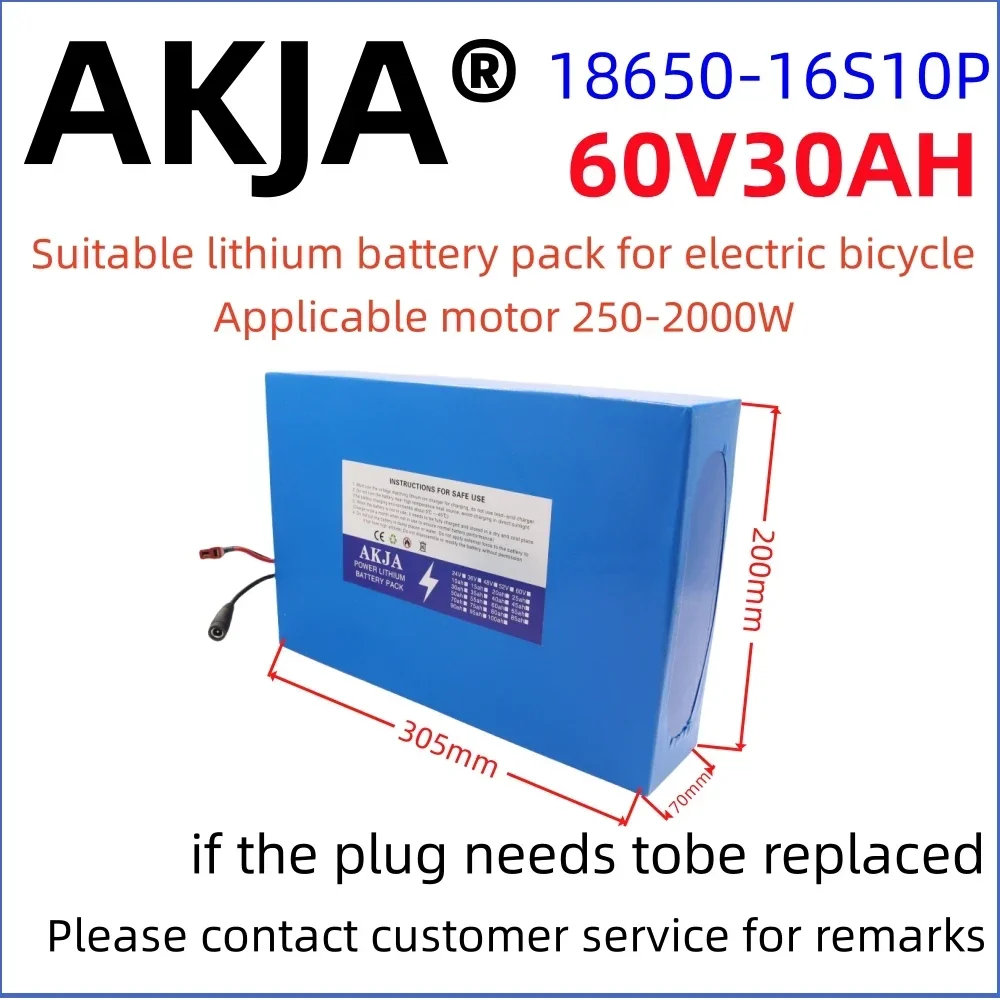 Air fast transportation New Full Capacity Power 18650 Lithium Battery 60V30ah Lithium Battery Pack 16S10P Suitable for 250-2000W