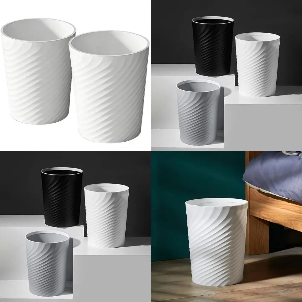 

Dual Pack 1.8 Gallon White Bathroom Wastebaskets for Home and Office Use