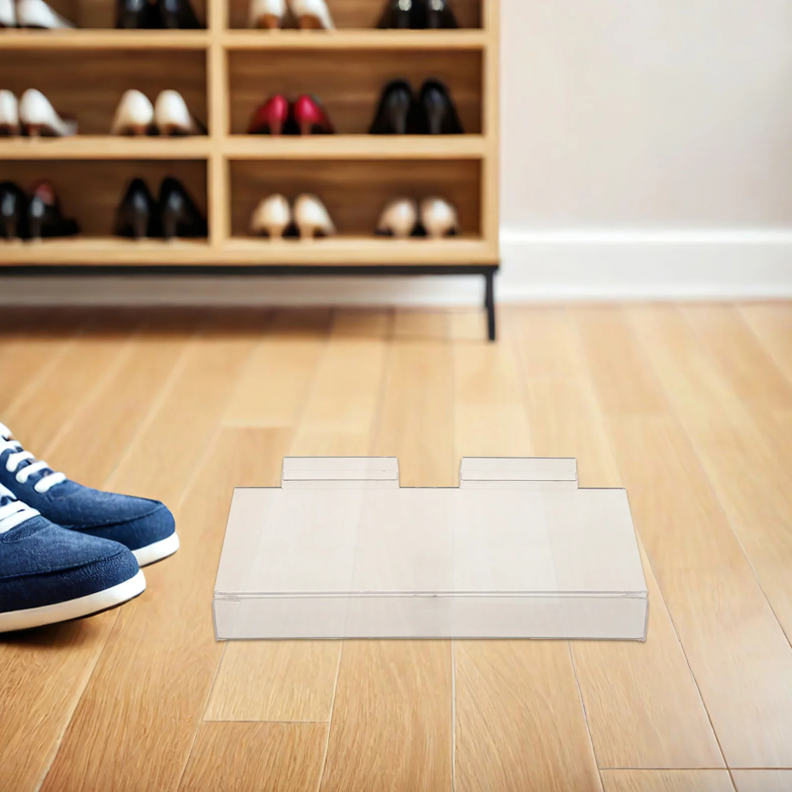 4pcs Transparent Shoe Rack Clear Display Stand For Retail Store Mall Durable Plastic Shoe Organizer Riser For Sneakers Heels