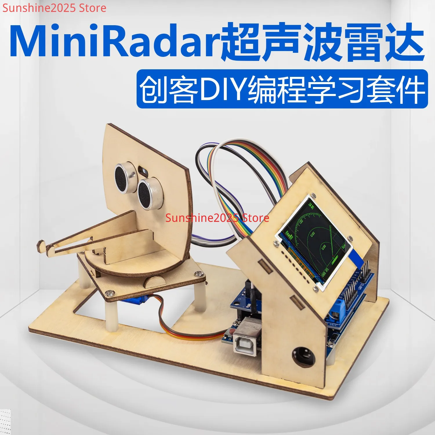 MiniRadar Ultrasonic Radar Maker DIY Programming Learning Kit Radar Scanning Robot Science Experiment