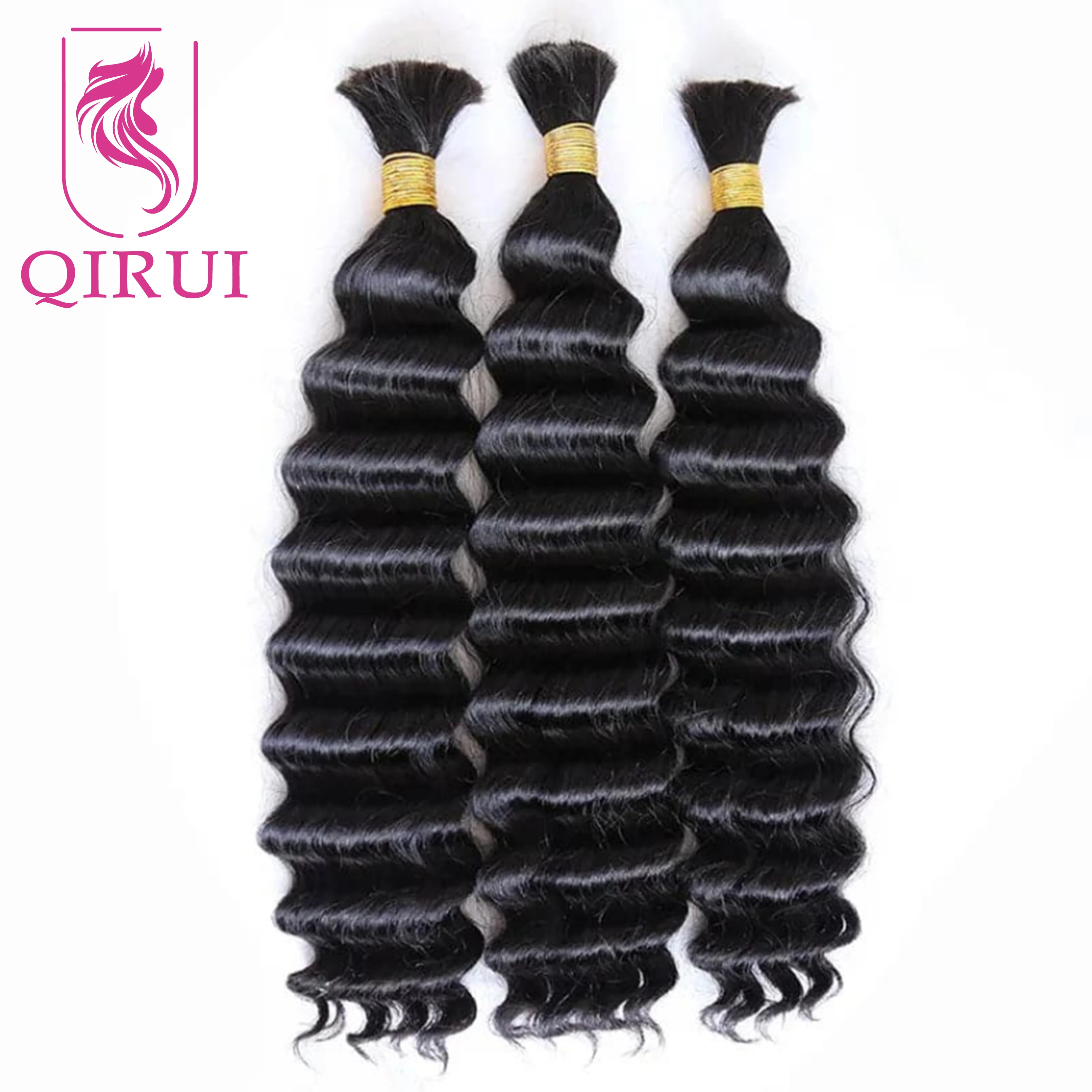 Deep Wave Boho Braids Human Hair Bulk Braiding Hair Loose Deep Wave 100% Human Hair Extensions Bundles Wholesale For Women