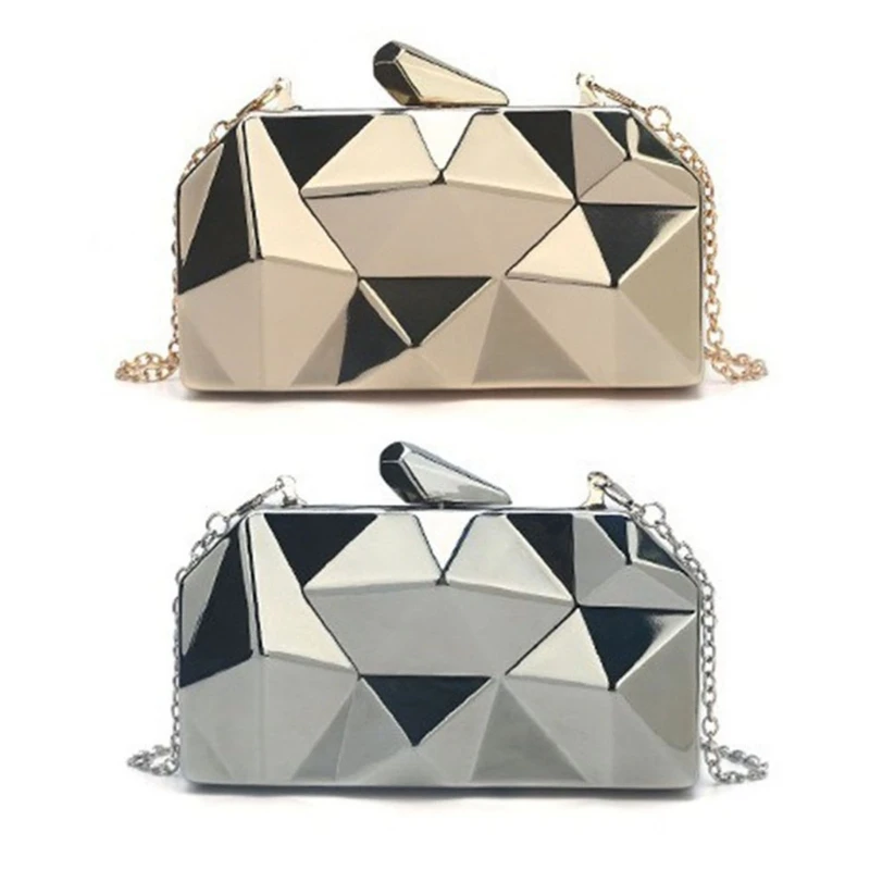 Women Bag Box Shoulder Bag Silver Evening Bag Evening Handbag Chain Strap Crossbody Bag Festive Bag for Wedding Festive